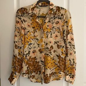Zara satin floral blouse